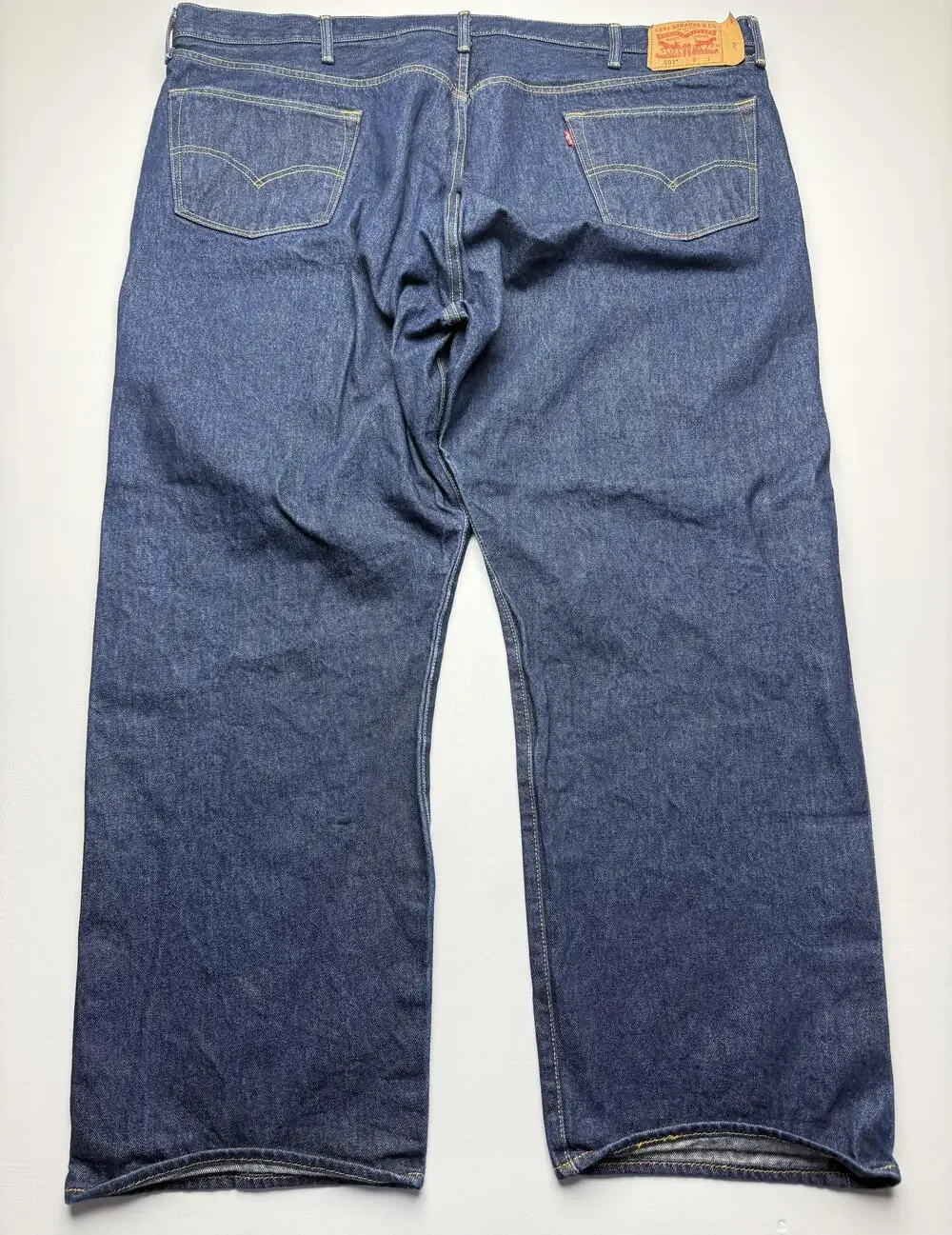 Levis 501 Jeans Mens 52x32 Blue Dark Wash Denim Classic Straight Big Tall Casual